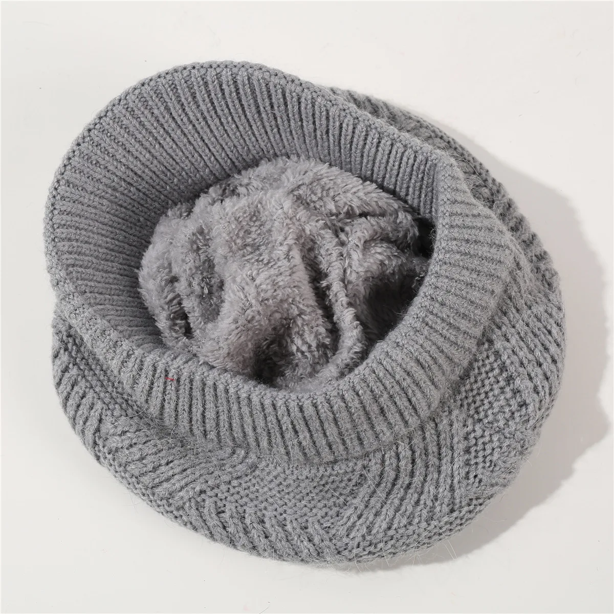 Women Winter Warm Fleece Lined Slouchy Skull Beanie Visor Cap Knitted Newsboy Hats Ladies Cold Weather Snow Hat Brimmed 6