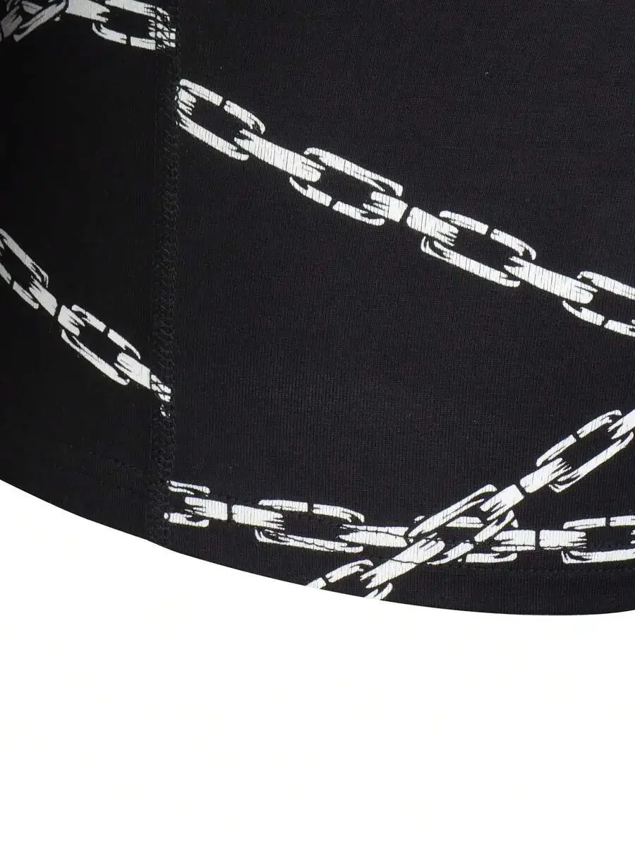 

5 Pcs Breathable Cool Boxer Shorts With Chain Print For Men