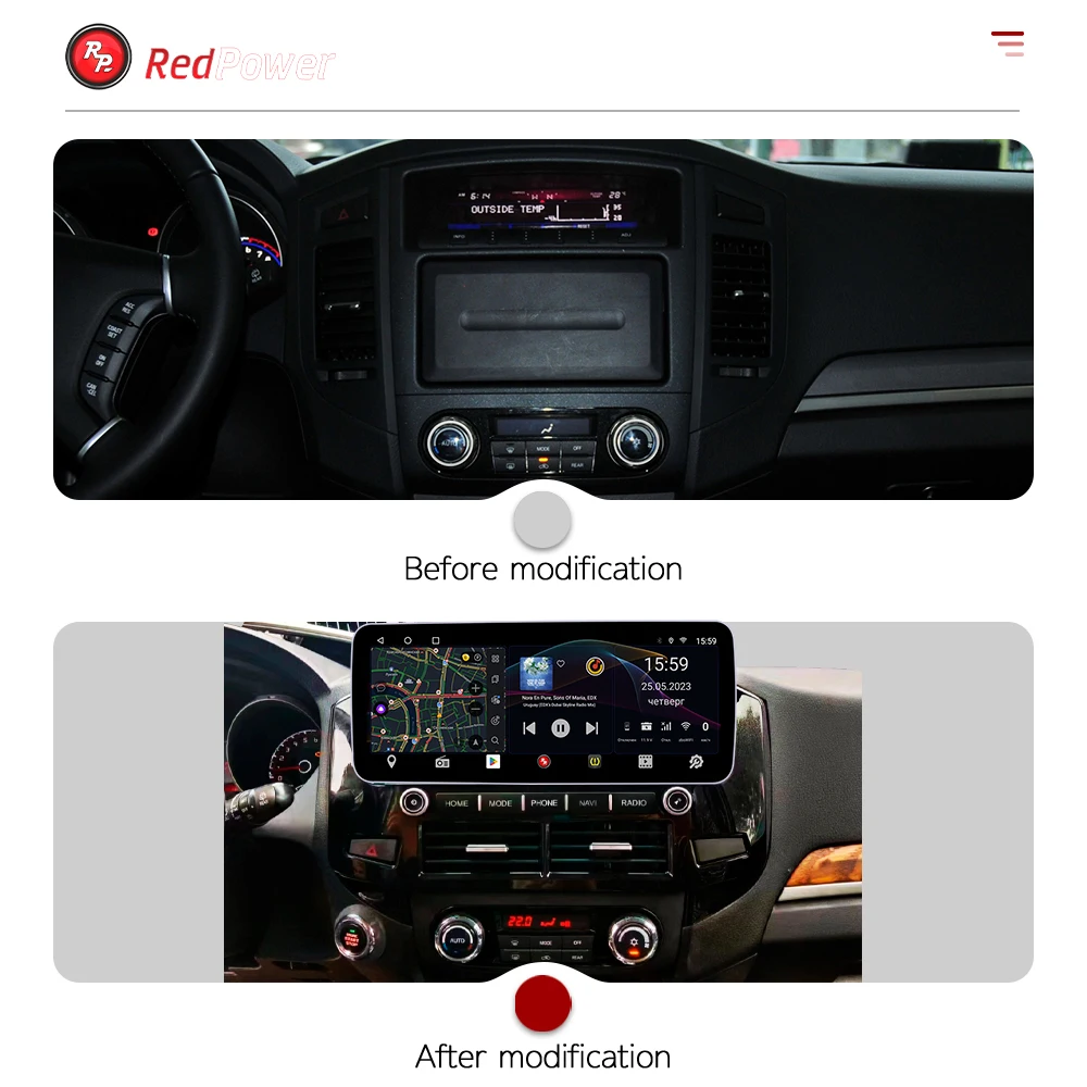 Redpower 12.3 inch Car Radio for Mitsubishi Pajero V93 & V97 2007-2020 Multimedia Player Screen GPS Android 10 Navigation