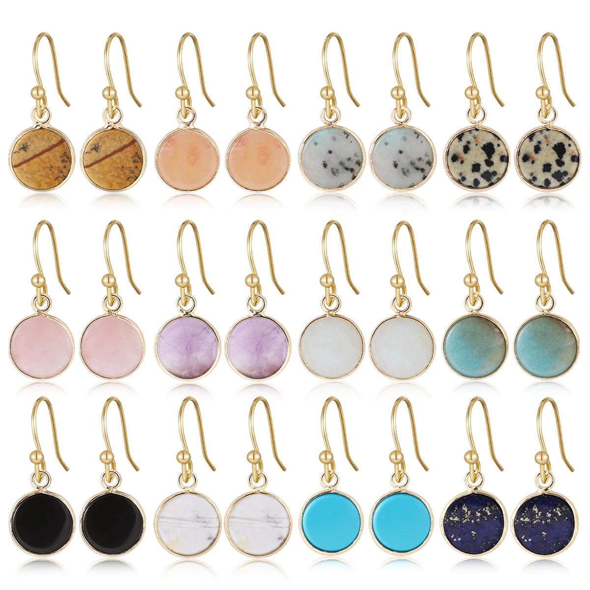 

Natural Stone Round Pendant Women's Earrings Fashionable Simple and Versatile Temperament Earrings Jewelry Gifts