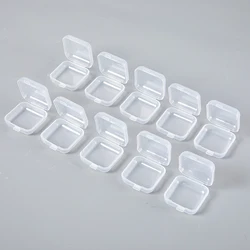 10Pcs Mini Plastic Storage Box Transparent Jewelry Storage Case Earrings Rings Finishing Boxes Small Items Container