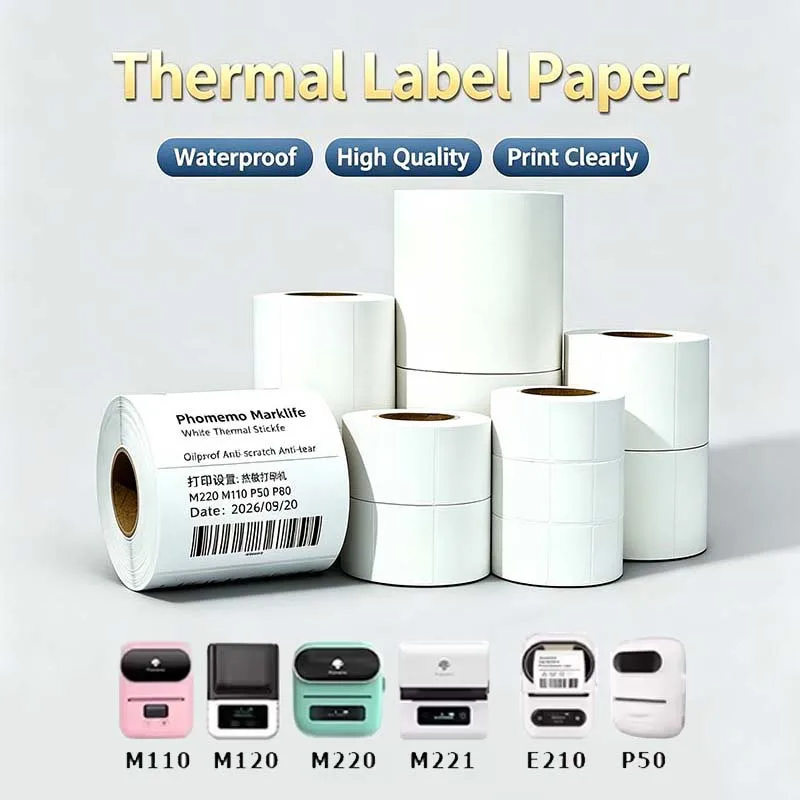 3PK Thermal Label Paper Roll 40x30mm 50x30mm 40x60mm Adhesive Waterproof Sticker For Printer Phomemo M220 M110 Marklife P50 P80