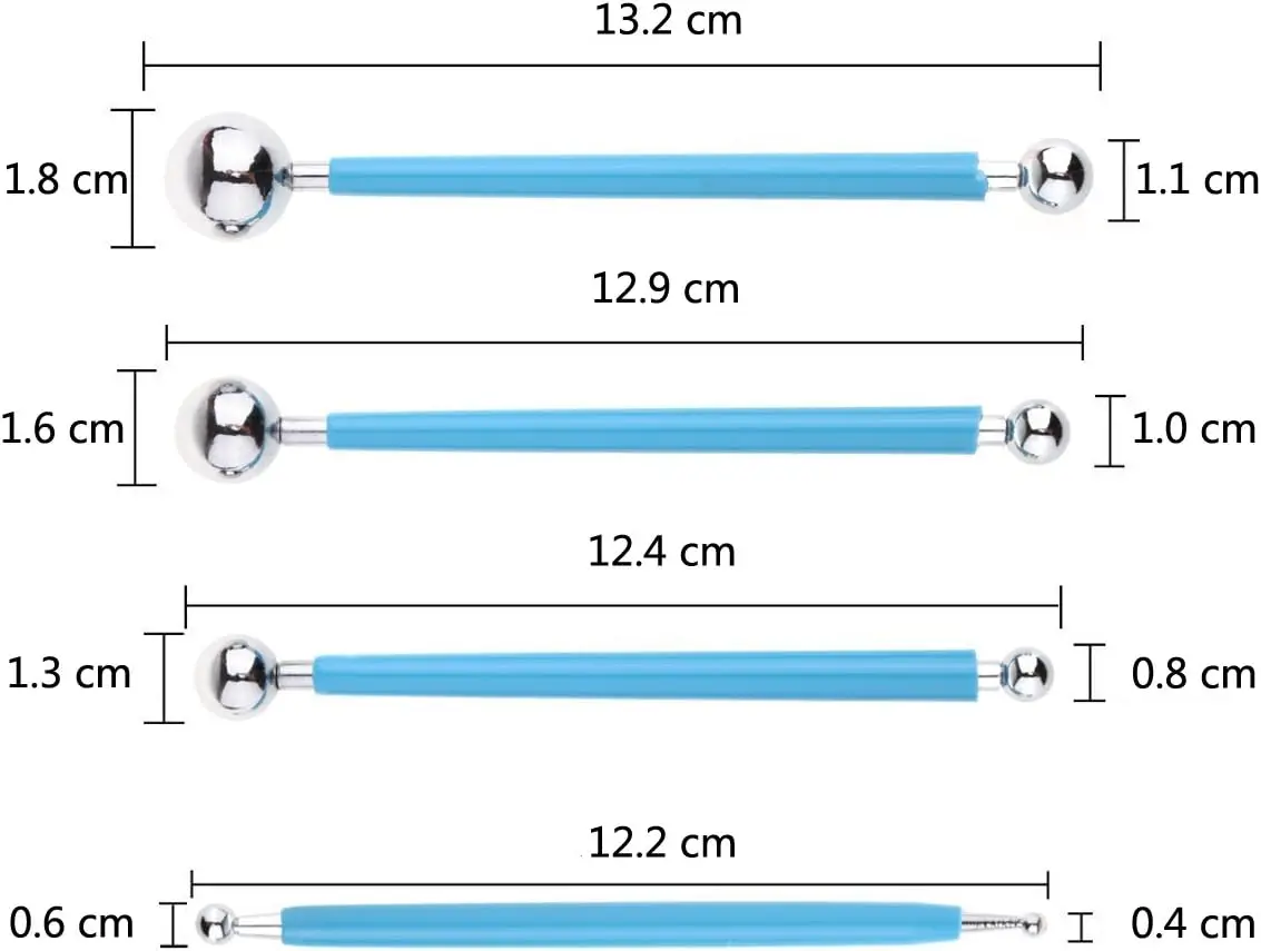 9PCS Sculpting Tools Metal Ceramic Clay Ball Stylus Dotting Tools 2 Way Silicone Polymer Embossing Paper Flower Indentation Tool - Image 2