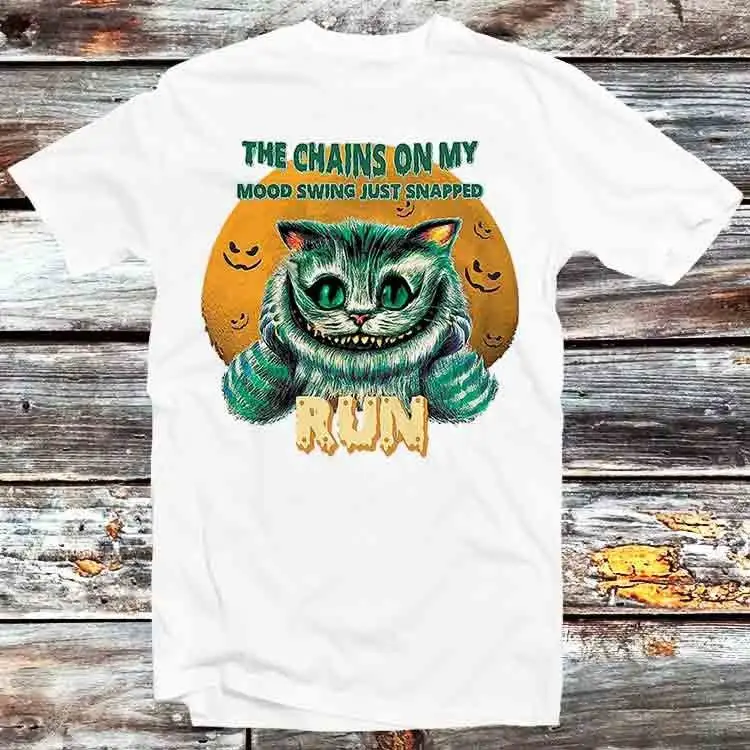 Cat The Chains On My Mood Swing Just Snapped Run T Shirt Vintage Retro Cool Cartoon Anime Manga Top B1279