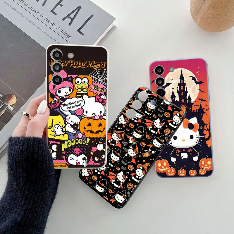 

Halloween Sanrio Hello Kitty Phone Case For Samsung Galaxy S25 Ultra S24 S23 S22 Plus S21 S20 FE S10 S25Ultra s24 Silicone Cover