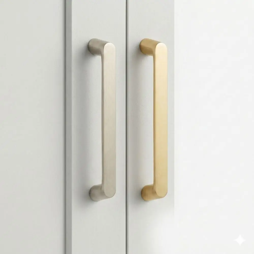 Luxury Brushed Nickel Finish Cabinet Handles Aluminum Alloy Luxury Cabinet Knobs Modern Style Drawer Pulls For Wardrobe