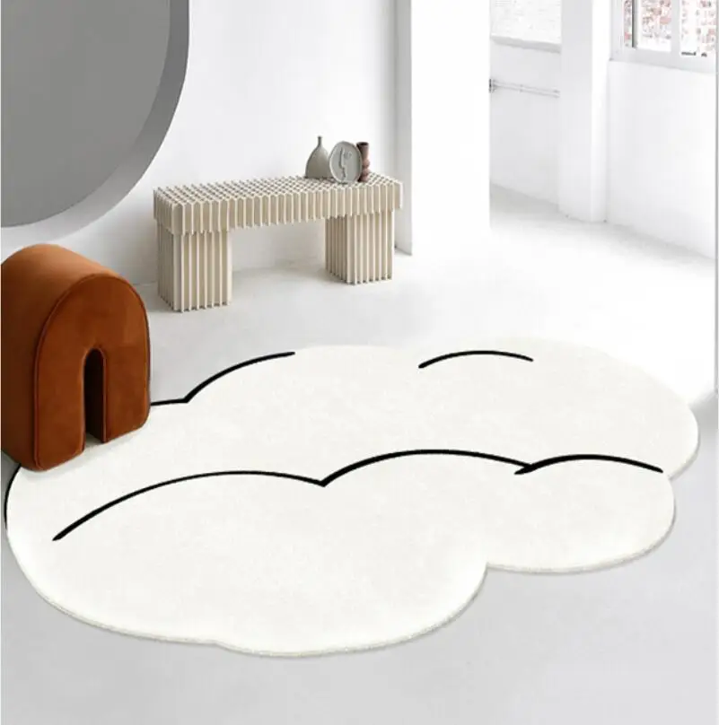 Soft Plush Cloud Shaped Bedside Carpet Bedroom Rugs Non Slip Floor Mat for Living Room Nursery Baby Play Mat Home Decorative Rug