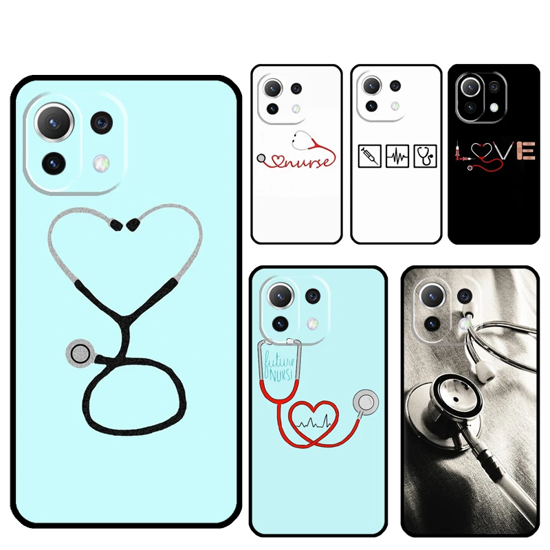 Doctor Nurse Heart Stethoscope Cover For Xiaomi 14T Pro 11T 12T 13T 13 14 15 Ultra POCO X6 X7 Pro X3 X5 F5 F6 M6 Pro Case