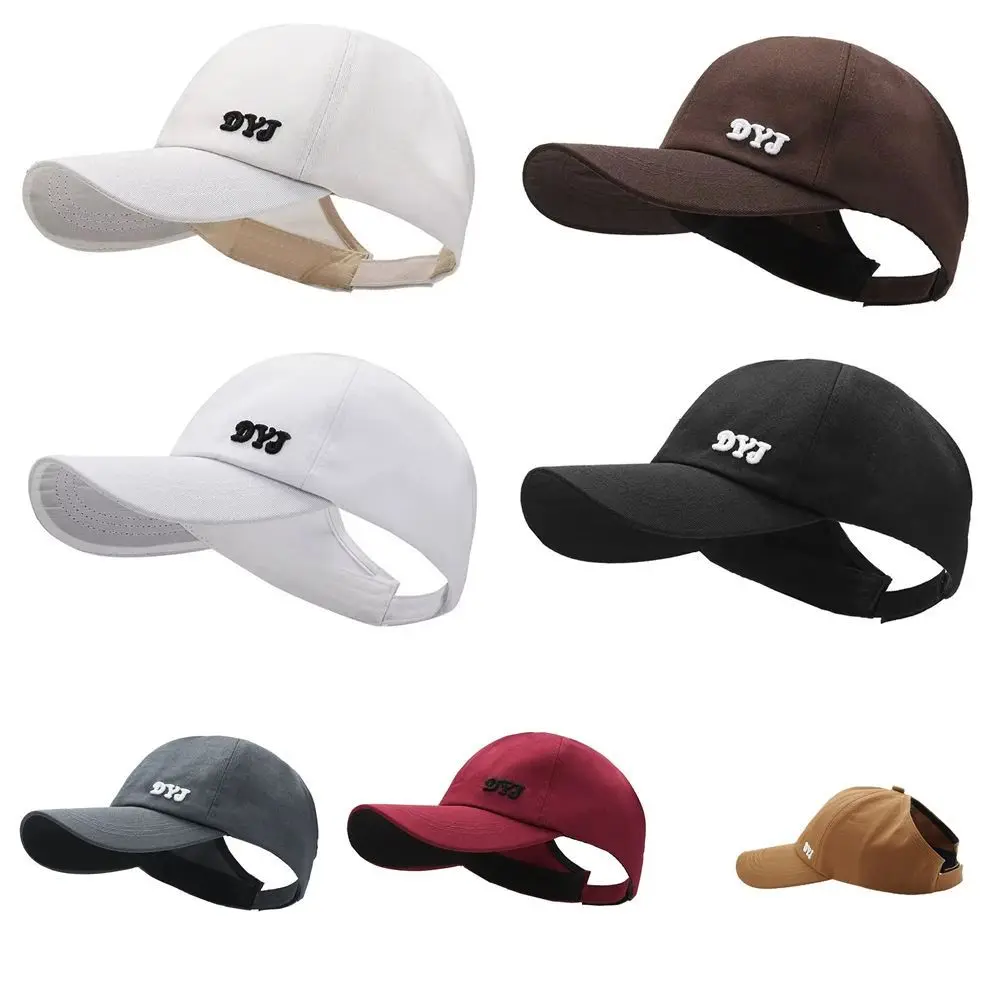 Simple Korean Style Empty Top Baseball Cap Cotton Baseball Hat Sun Hat Letter Embroidery Solid Color Peaked Cap Outdoor