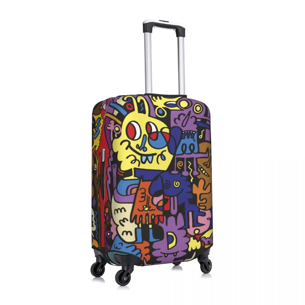 Funny Monsters Graffiti Suitcase Cover Cartoon Cruise Trip Protector Holiday Elastic Luggage Supplies Christmas Gift