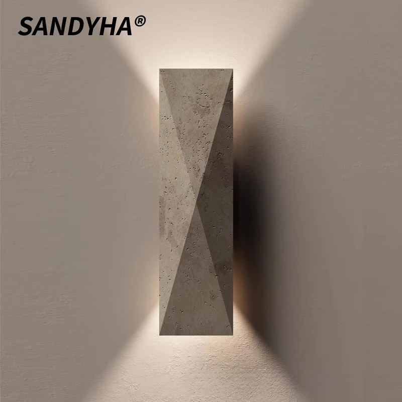 

SANDYHA Retro Art Wall Lamp Yellow Cave Stone Background Light LED Lighting Fixture For Bedroom Living Room Hallway Home Decor