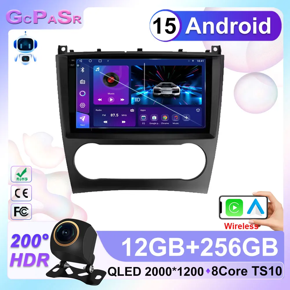 

For Mercedes Benz C-Class C Class W203 W209 C180 C200 CL203 C209 A209 2004-2011 Car Android 15 Stereo Carplay Multimedia Radio