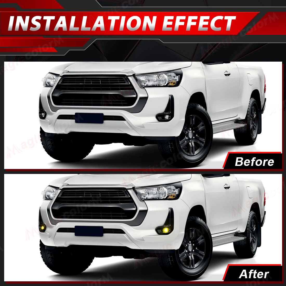 LED Yellow White Foglamp Headlight For Toyota Hilux Revo 2020 2021 2022 Car Fog Light Assembly With Cover Wires Switch Accessori - view 6