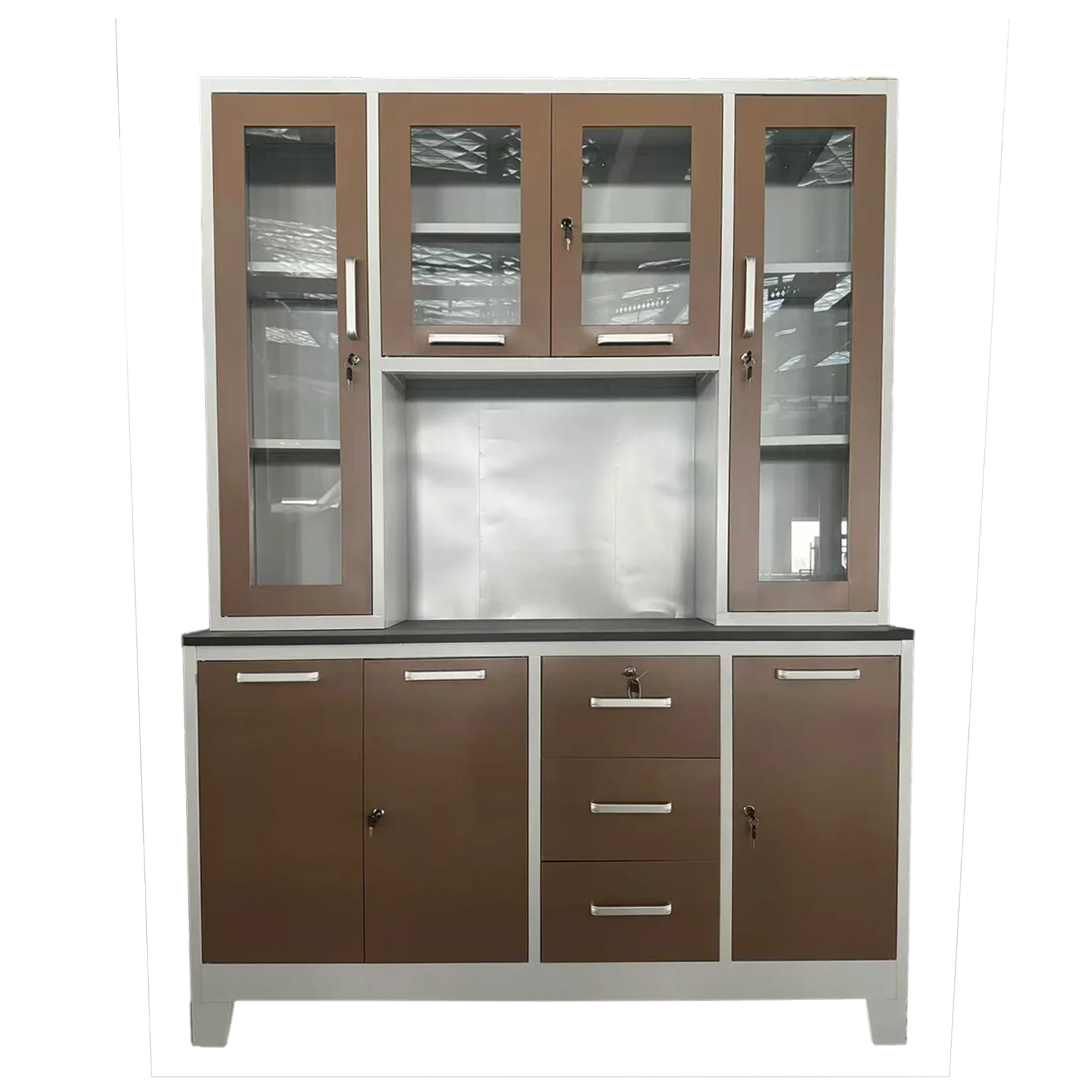 4 Doors Kitchen Storage Cabinet Steel Kitchen Units Kitchen Pantry Cupboards Home Furniture