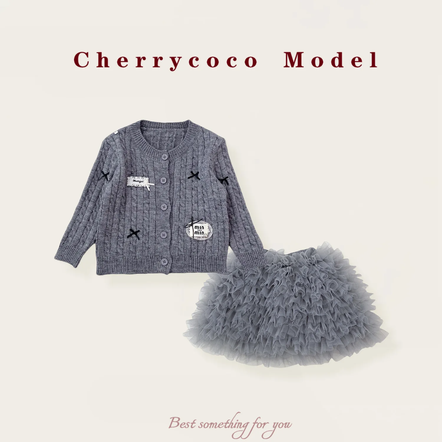 2026 Girls Temperament Set Autumn and Winter New for Baby Girls Knitted Cardigan Yarn Skirt Two-piece Set