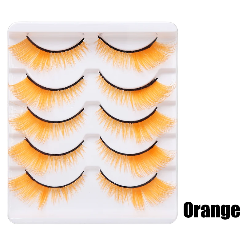 DINGSEN 1/5/10 Paar Bunte Flauschige Streifen-Wimpern Natürliche Weiche Wimpern Wispy Falsche Wimpern 3D Lockige Wimpern für Make-up – Detail 14