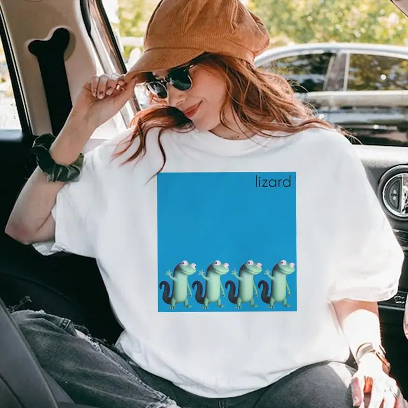 

Cute Cartoon Lizard Graphic T-Shirt, Funny Kawaii Reptile Print Tee, Unisex Summer Casual Streetwear Top for Men Women