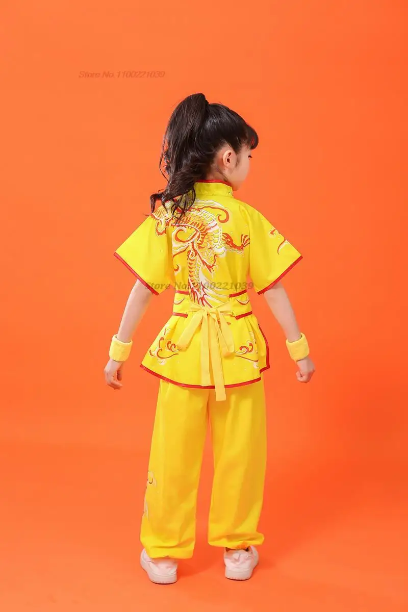 2024 chinese children tai chi wushu clothing martial arts suit kung fu uniform wing chun shaolin dragon print vintage kungfu set