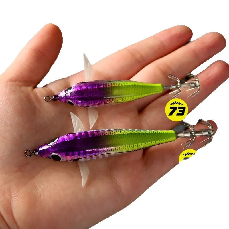 

Night Glow Fish Fin Level Shrimp Lure Wooden Shrimp Series Lures 73mm/90mm Squid Hook Fishing Tackle