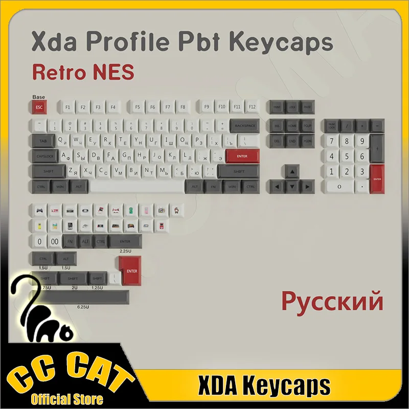 XDA Retro Keycaps NES Profile PBT Material Dye-Sub ISO ANSI Layout Korean Brazil German Spanish Key Caps Custom For Wooting