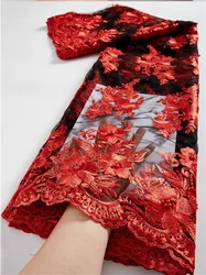 African Mesh Tulle Lace Embroidery Fabric Beads High Quality French Mesh Fabrics For Party Dresses Clearance Sale, 2.5Yards 1281