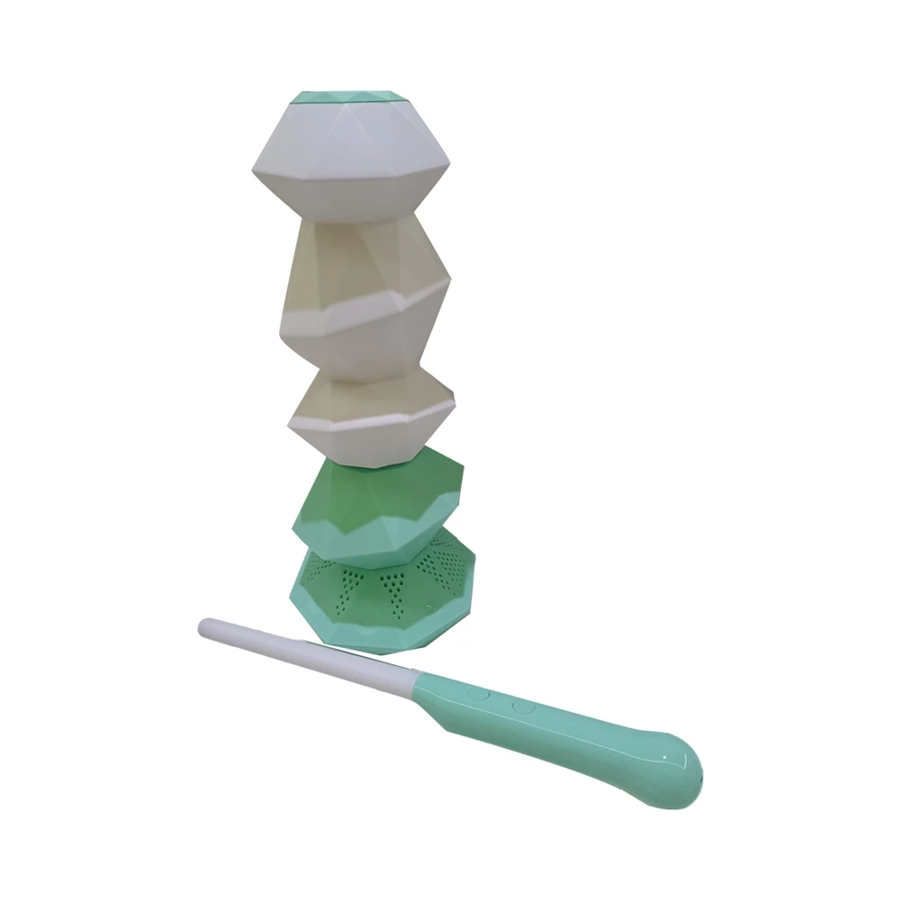 BYBS-Crystal Lamp Speakers Bluetooth Music Sync 3D Stackable Design With Magic Wand Control LED Light For Home Decor