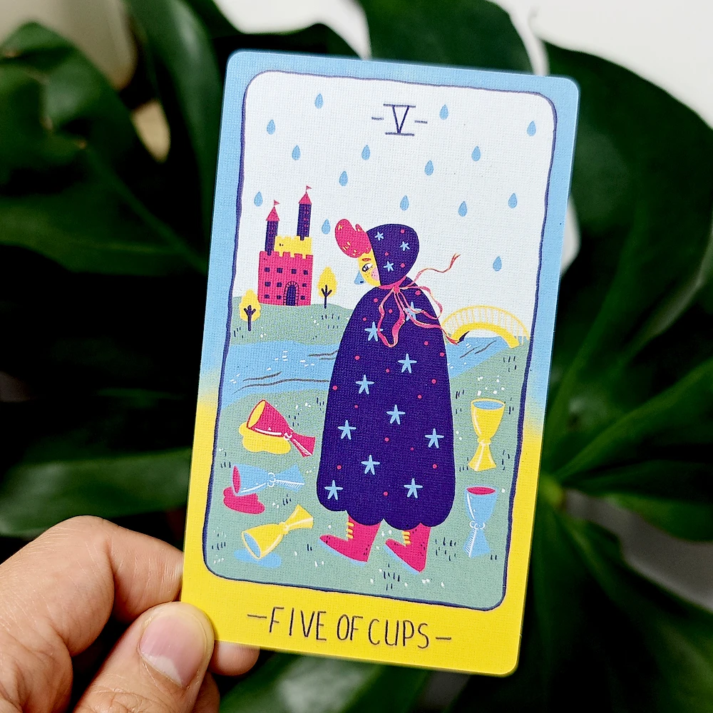Pastel Prism Tarot 78 Pcs Rider System Tarot Cards 12*7cm Imbued with The Soothing Tones of A Pink and Sky-blue Color Palette