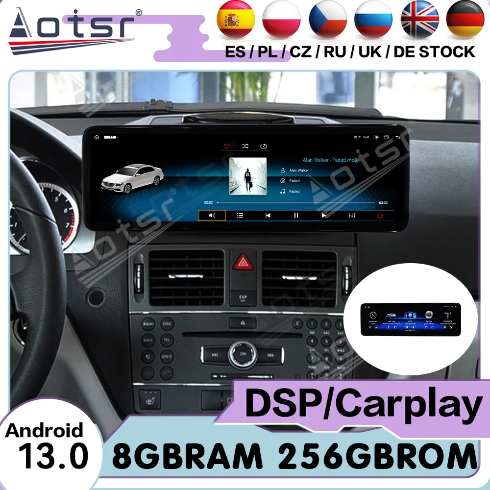 14.9'' LHD RHD Multimedia Android 13 Auto Carplay For Mercedes-Benz C 2008 2009 2010 GPS Navigation Car Radio Receiver Head Unit