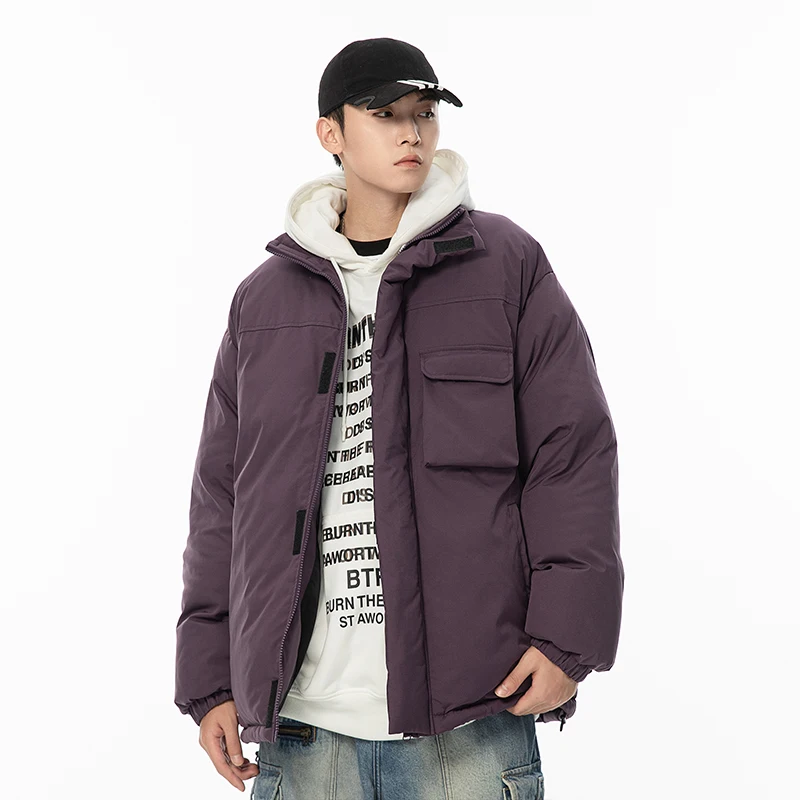 Moda inverno vários bolsos parkas homens nova chegada gola quente parka masculino feminino solto engrossar outwear à prova de vento parkas