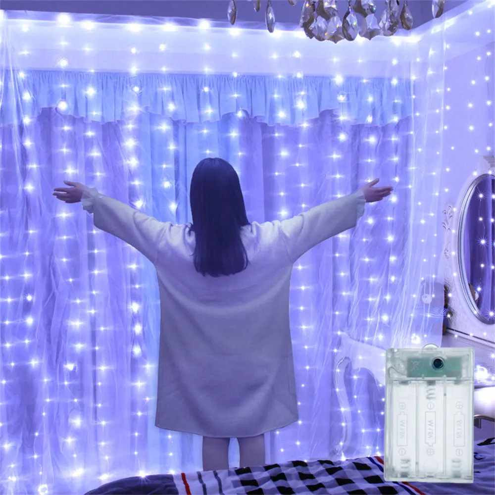 Ramadan Room Decorations 3M 6M LED Curtain Light String Battery Power Fairy Wedding Garland Outdoor Eid Mubarak Decoration