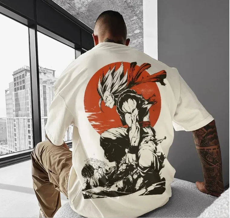 

Темно-красная футболка с коротким рукавом и принтом Dragon Ball Vegeta, оверсайз, в стиле High Street