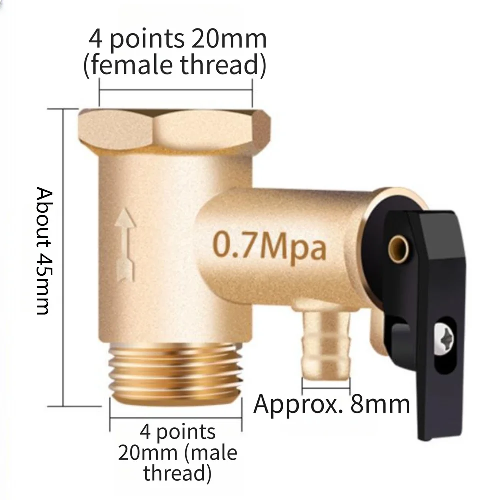Electric Water Heater Pressure Relief Valve Brass Compatible with For Midea For Haier For Smith 0.6 to 0.8 MPa