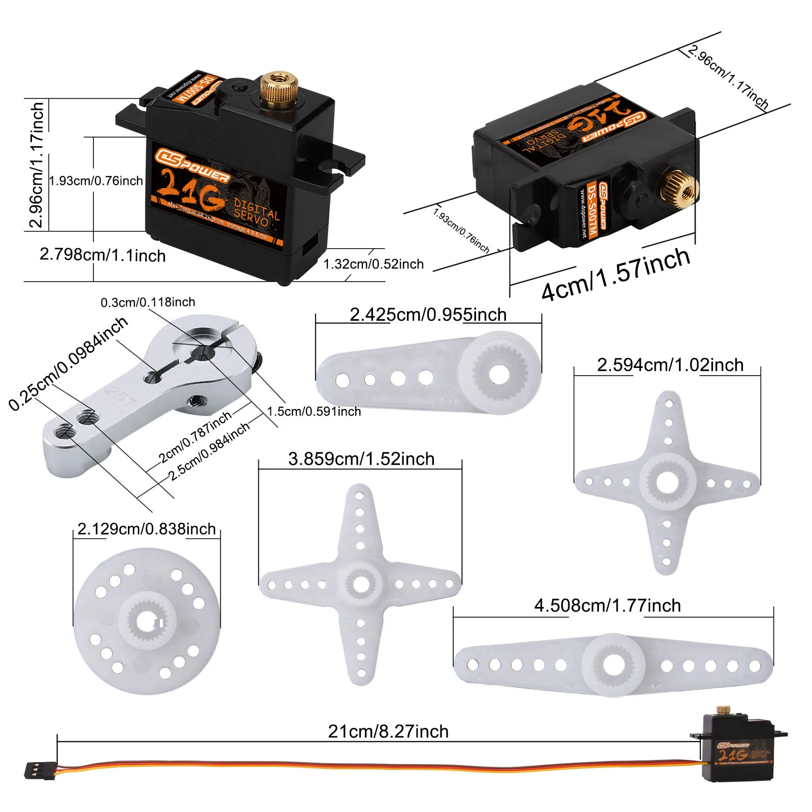 DSPOpacks-Mini servomoteur numérique étanche, 17g, 21g, pour 1/18, 1/16 Micro RC, voiture, HYPollGO, WLTOYS, 144001, WPL, MN, avion, bateau, robot