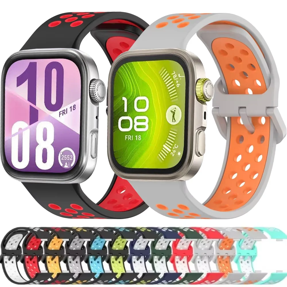 Спортивный силиконовый ремешок для Huawei Watch Fit 3 Fit 4, двухцветный дышащий браслет-браслет для Huawei Watch Fit 4 Pro, ремешок Correa