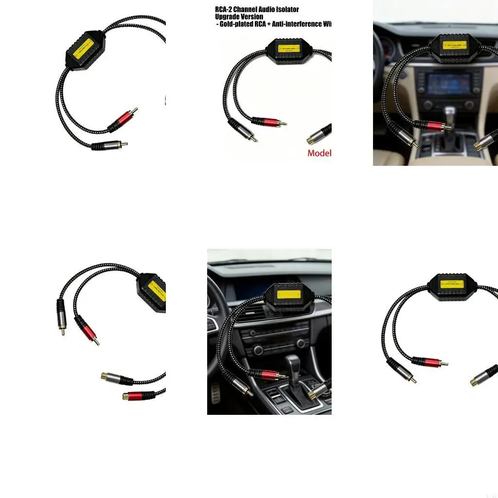 Mini Ground Looping Noise Isolator 2Channel Inlines Filter with Gold Plate Connectors Braided Cable for Car Music K1KF
