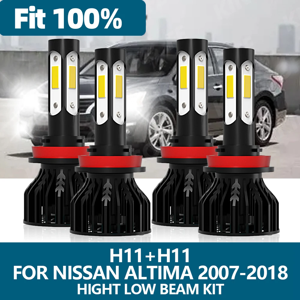 

4pcs LED Headlight H11 6000K High Low Beam Kit For Nissan Altima 2007 2008 2009 2010 2011 2012 2013 2014 2015 2016 2017 2018