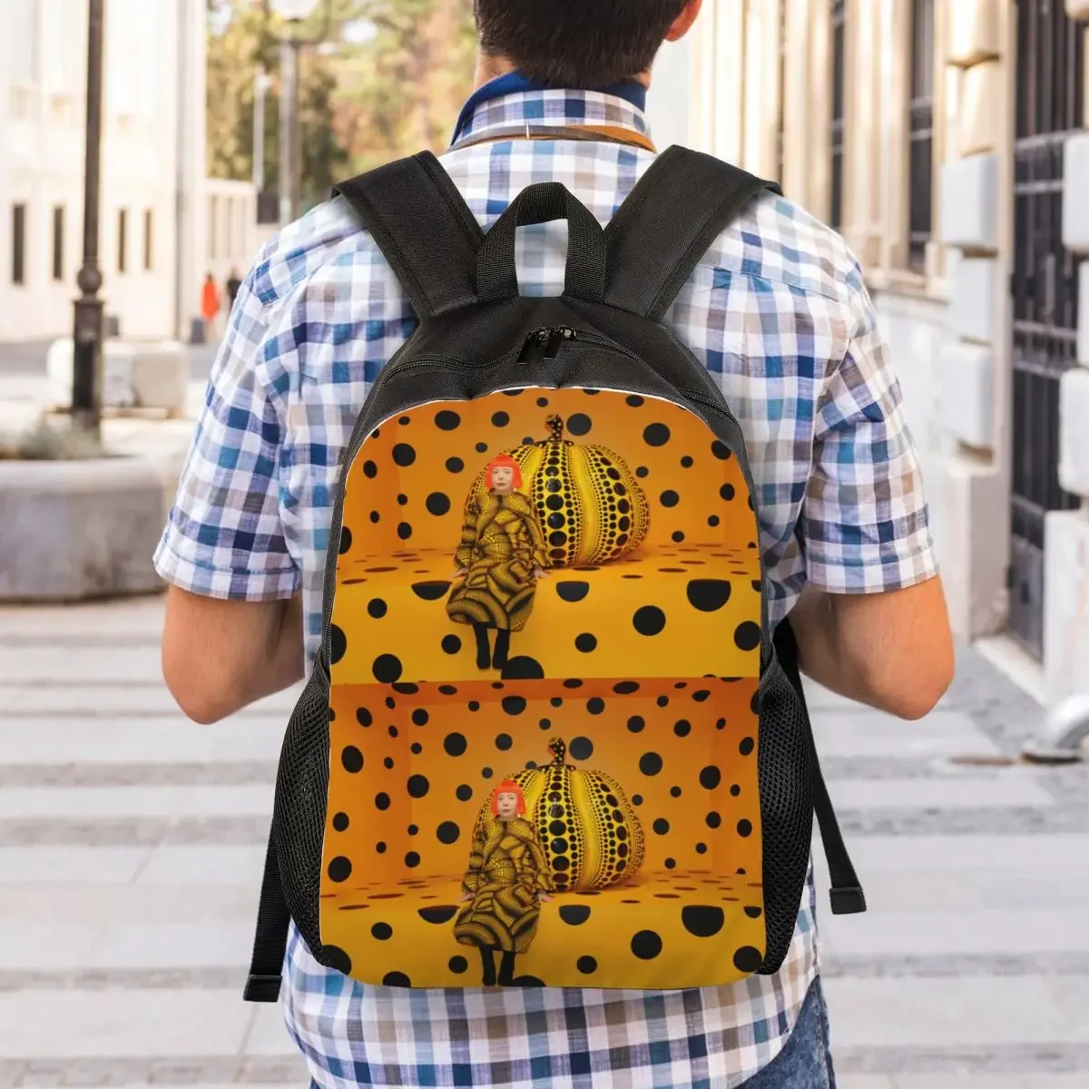 Custom Yayoi Kusama Pumkin Travel Backpack Women Men School Computer Bookbag Abstract Art College Student Daypack Bags