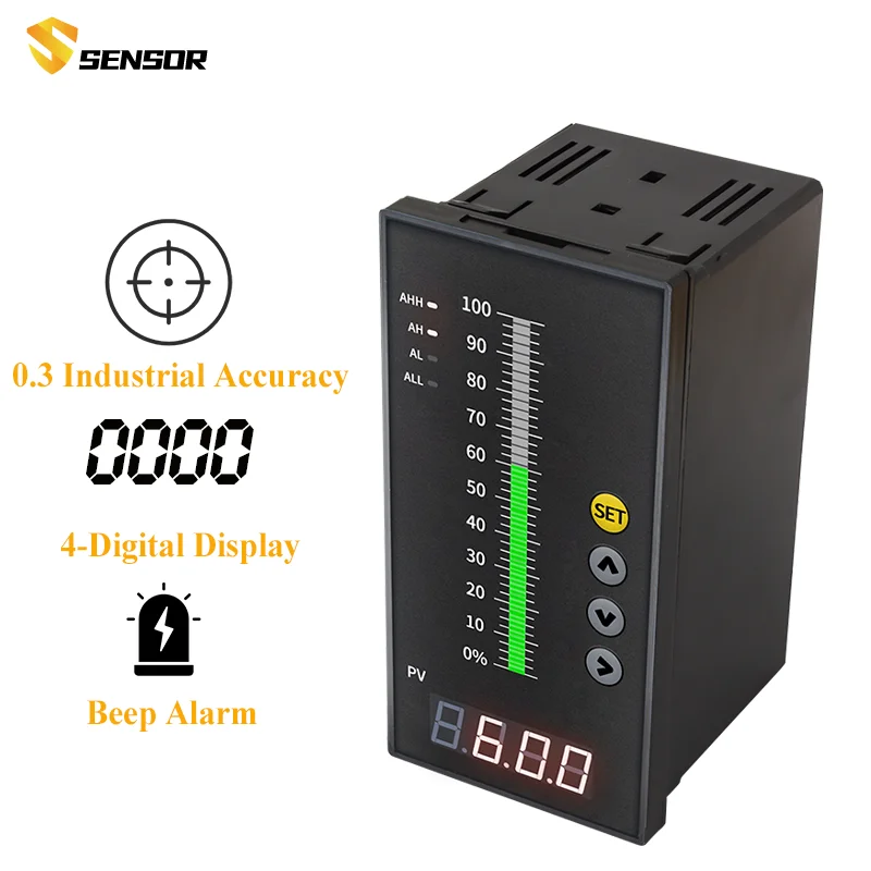 

4 Relays 4-20mA RS485 Output AC220V Power Automatic Digital Display Liquid Level Indicator Tank Water Level Controller