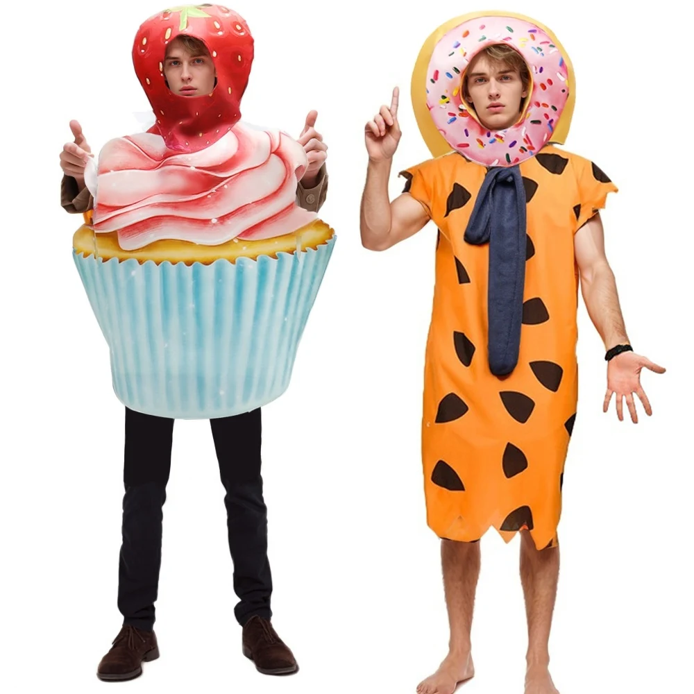 Doughnut Costume Cupcake Cosplay Costume Carnival Head Outfit Food Cake Prop Stage Clothing Dessert Funny Parade Dress Up