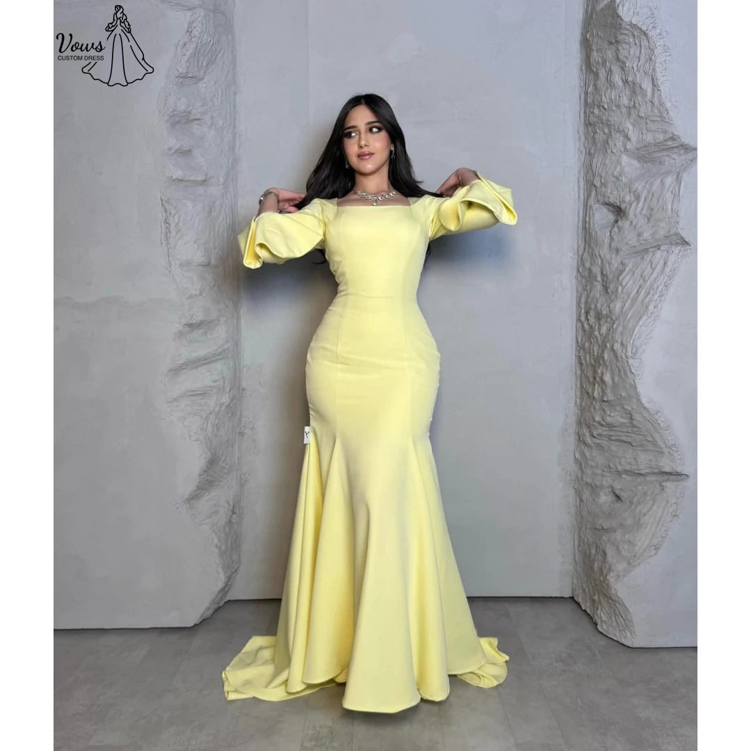 

Vows Yellow Dresses Gala Dress Evening Dresses Wedding Custom Made Line A Women's Prom Dress Luxury Satin Cloth Robe Soiree 2025