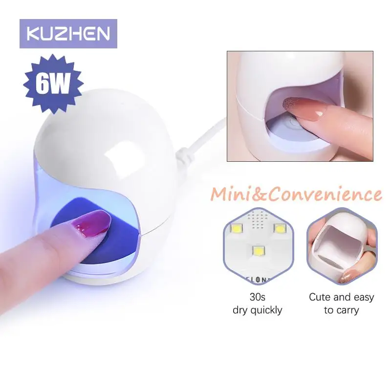 Uv Mini Lamp Nail Drying Lamp LED&UV Manicure Machine Mini Egg Shape Design 6W 30S Fast Drying Curing Light for Gel Polish