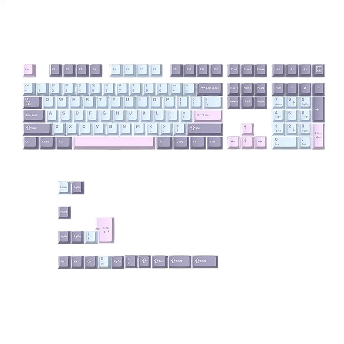 SCLS 125 Keys PBT Double Shot Keycaps Set Key Caps Cherry Height for MX Mechanical Gaming Keyboard , Type-B