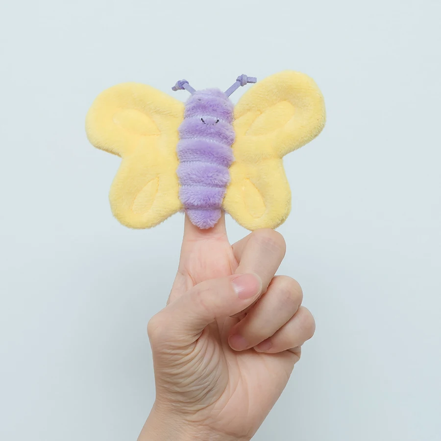 Kawaii Mini Animal Snail Hand Puppets for Baby Kids Puzzle Caterpillar Worm Butterfly Finger Puppet in the Gardon