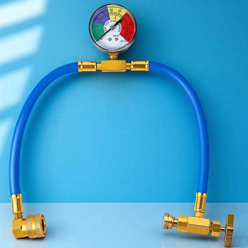 

R134a Refrigerant Charging Hose for Car AC with Gauge Flexible Long Life Non Leaking Rust Proof Easy to Store Perfect for Auto