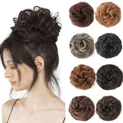 Messy Bun Hair Piece Wavy Curly Scrunchies Synthetic Chignon Ponytail Hair Extensions Thick Updo Hairpieces for Women