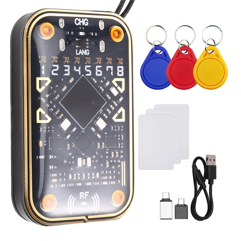 

A17Z Chameleon Ultra V2.0 RFID Смарт-чип-эмулятор 125 кГц 13,56 МГц Декодирование карт NFC Дубликатор + 3 брелока UID/карта UID