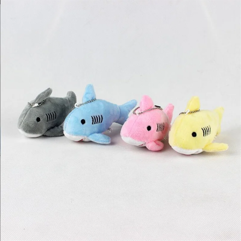 4Colors- Cute Plush Shark Toy Soft Stuffed Animal Key Chain For Birthday Gifts Doll Gift For Children 8CM