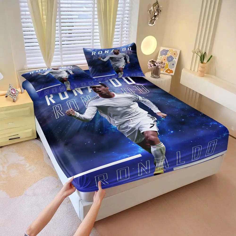 Cosmic Print Fitted Sheet Set Bed Sheet Set Dynamic Football Player Bedding Set Durable Fabric for Dorm Home Decor