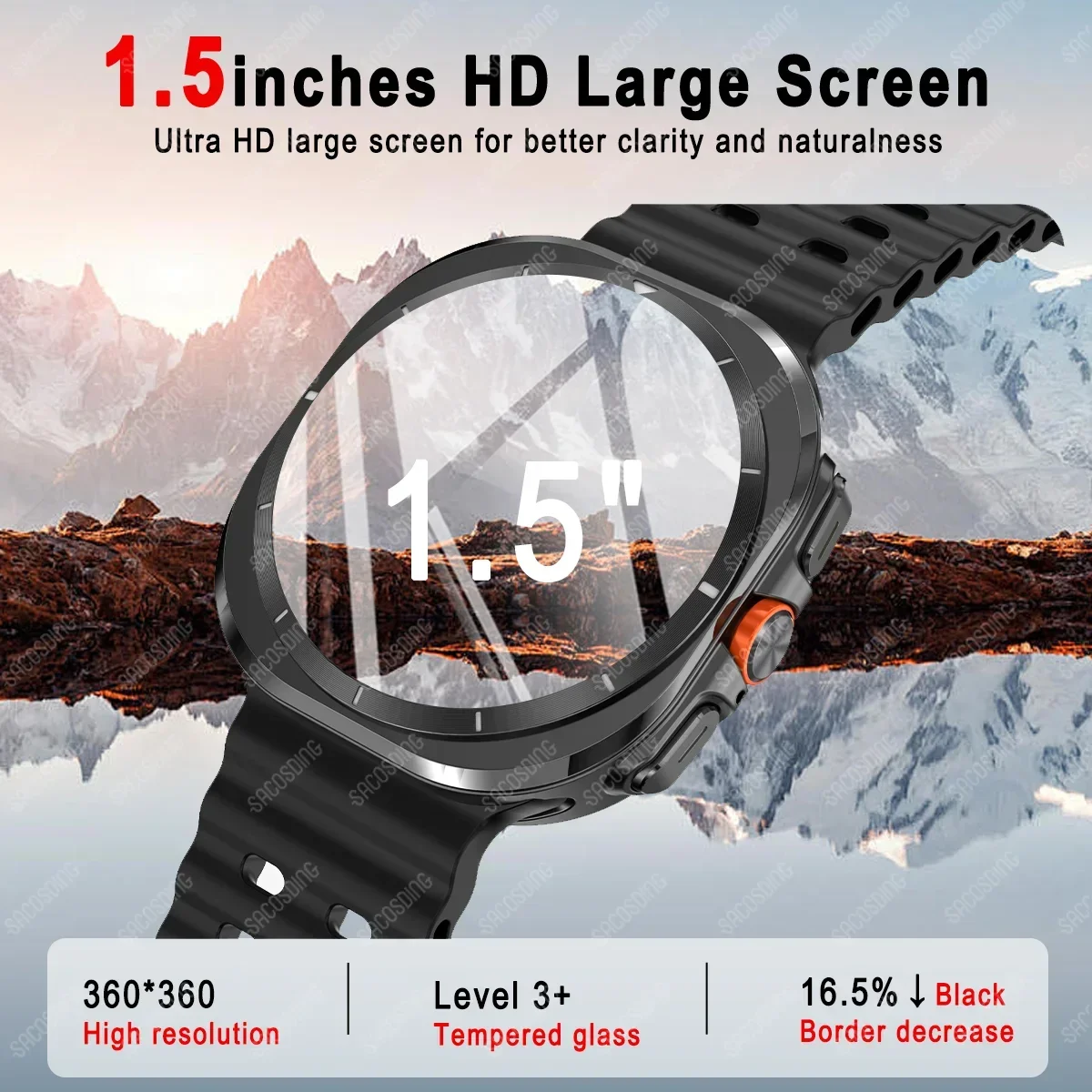 2024 Wrist Watch Ultra 4GB ROM Video Player IP68 Waterproof Sport Fiteness Tracker Smartwatch Wireless Charger NFC for Men Women