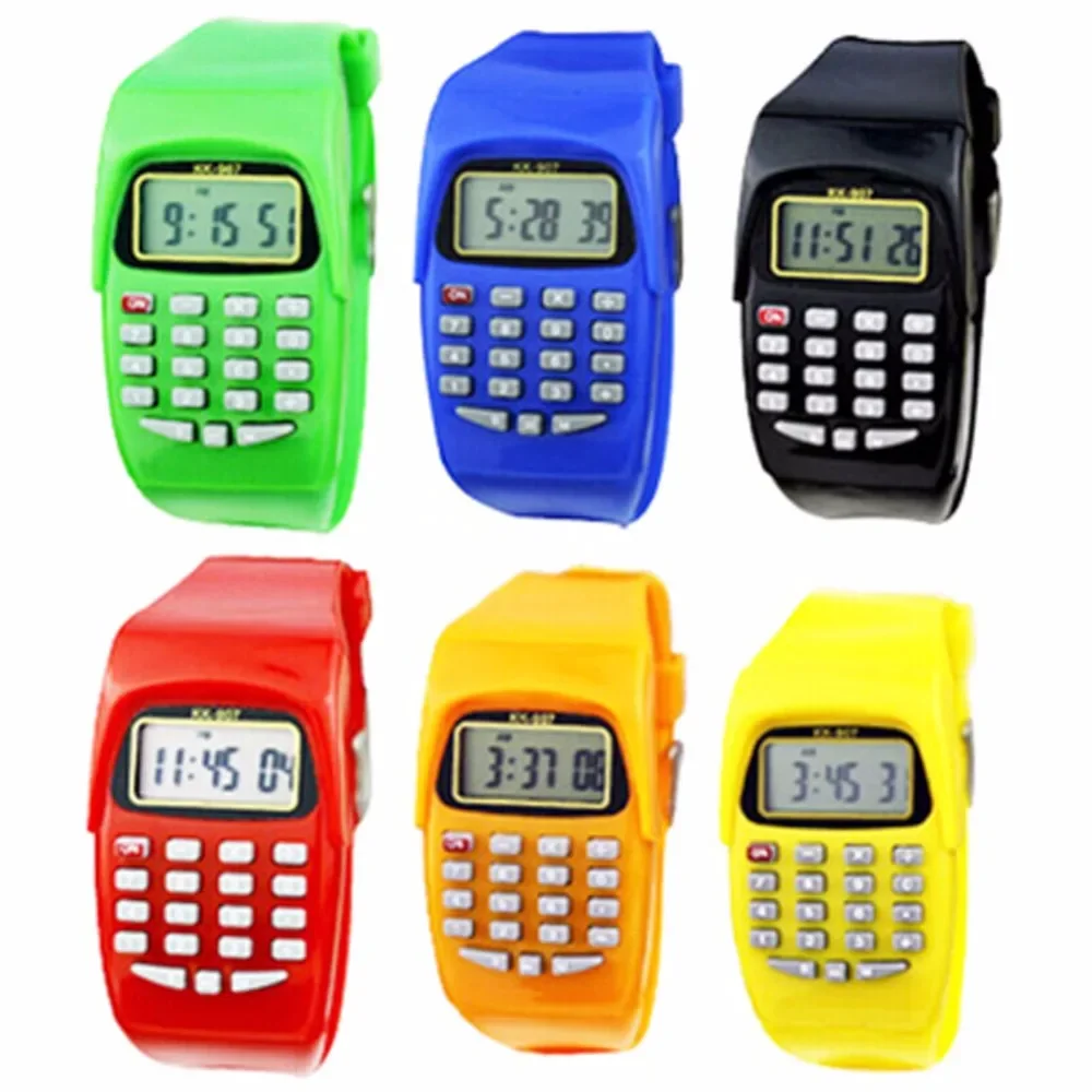 Children Electronic Calculator Silicone Date Multi-Purpose Keypad Wrist Watch Child 8-Digital Calculator for School Stationery